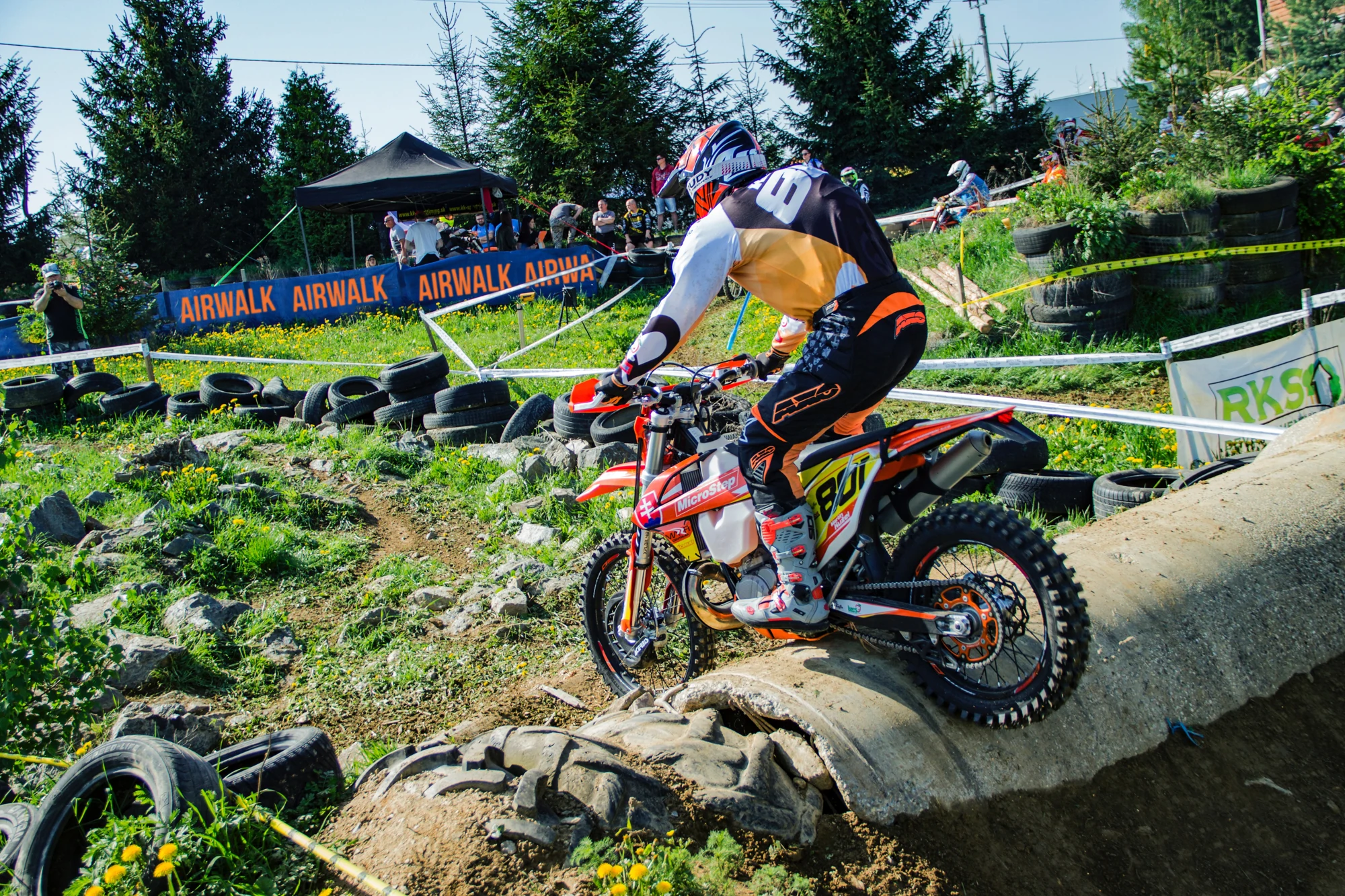 Motorcyclist tackling an outdoor obstacle course for Airwalk Off-Roads