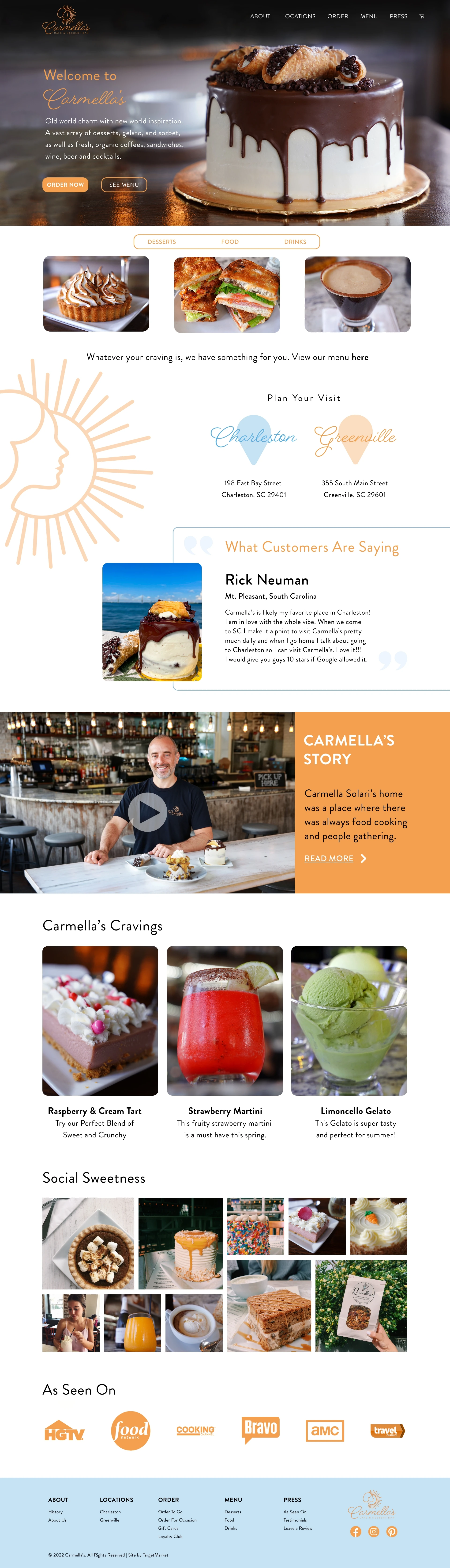Carmella’s published 2022 homepage design