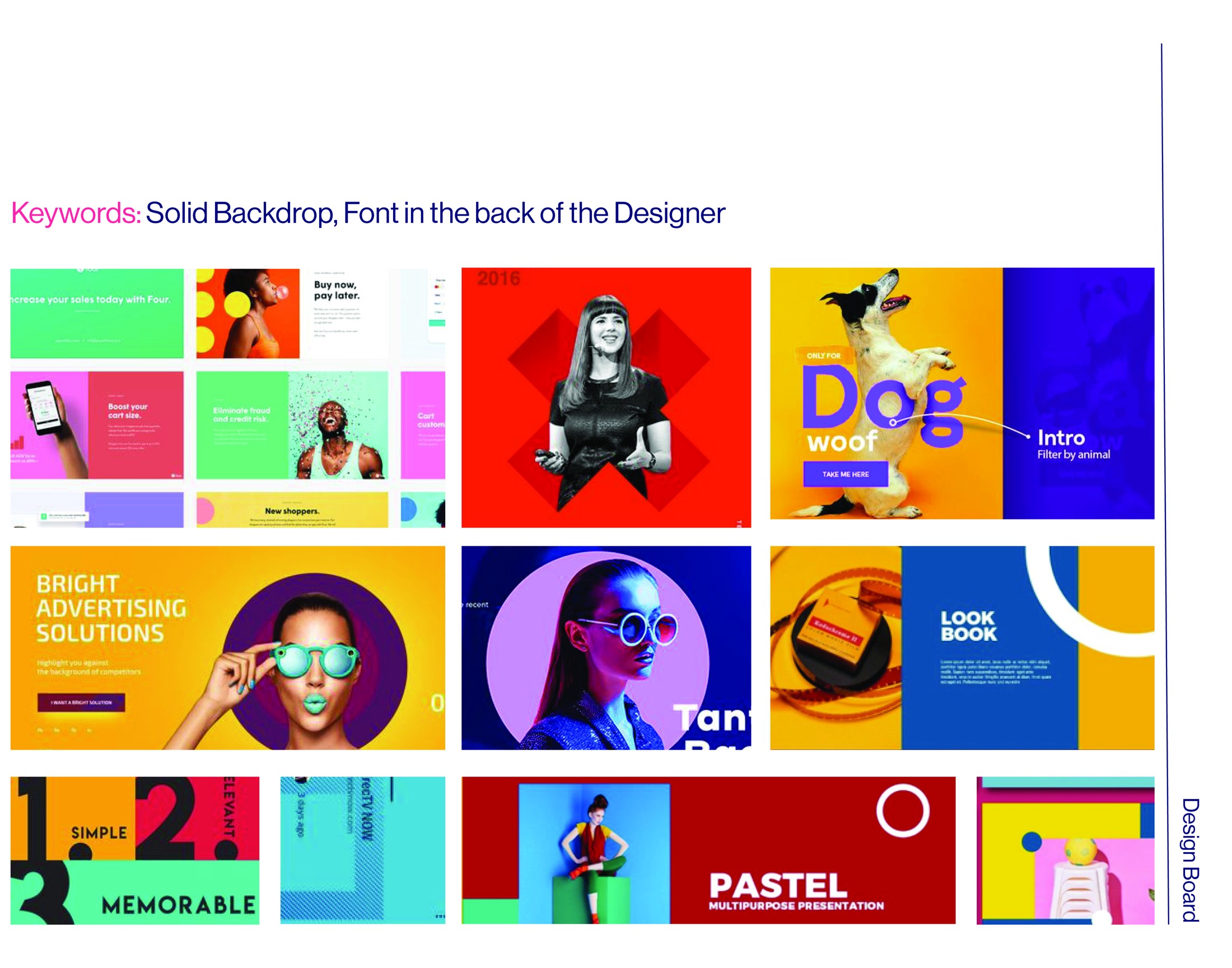Visual moodboard exploring portraiture and vivid solid backgrounds