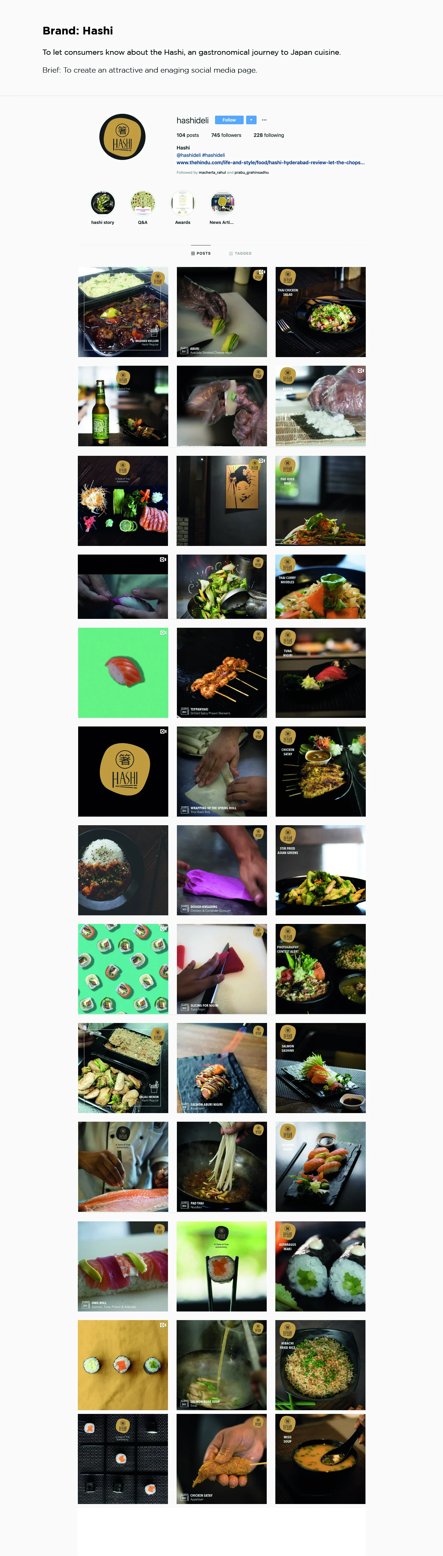 Archive overview of Hashi Instagram content